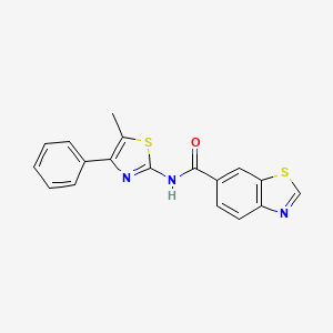 molecular formula C18H13N3OS2 B2685875 N-(5-methyl-4-phenyl-1,3-thiazol-2-yl)-1,3-benzothiazole-6-carboxamide CAS No. 681167-89-5