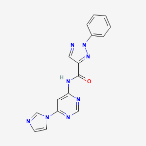 molecular formula C16H12N8O B2685881 N-(6-(1H-咪唑-1-基)嘧啶-4-基)-2-苯基-2H-1,2,3-三唑-4-甲酰胺 CAS No. 1448067-55-7