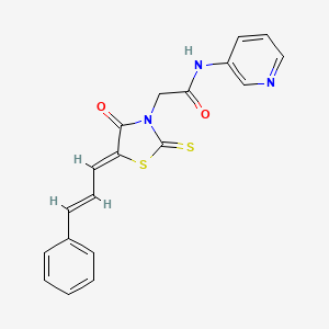 molecular formula C19H15N3O2S2 B2685888 2-((Z)-4-oxo-5-((E)-3-phenylallylidene)-2-thioxothiazolidin-3-yl)-N-(pyridin-3-yl)acetamide CAS No. 637319-89-2