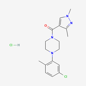 molecular formula C17H22Cl2N4O B2685896 (4-(5-氯-2-甲基苯基)哌嗪-1-基)(1,3-二甲基-1H-吡唑-4-基)甲酮盐酸盐 CAS No. 1327207-14-6