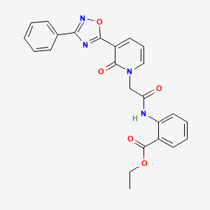 molecular formula C24H20N4O5 B2685901 ethyl 2-({[2-oxo-3-(3-phenyl-1,2,4-oxadiazol-5-yl)pyridin-1(2H)-yl]acetyl}amino)benzoate CAS No. 1105200-33-6