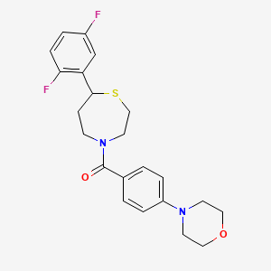 molecular formula C22H24F2N2O2S B2685905 (7-(2,5-Difluorophenyl)-1,4-thiazepan-4-yl)(4-morpholinophenyl)methanone CAS No. 1706299-81-1