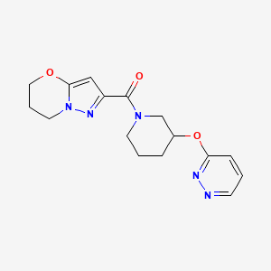 molecular formula C16H19N5O3 B2685909 (6,7-二氢-5H-吡唑并[5,1-b][1,3]噁啉-2-基)(3-(吡啶并[3,4-d]嘧啶-3-基氧基)哌啶-1-基)甲酮 CAS No. 2034438-48-5