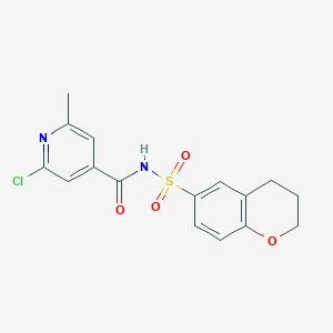 molecular formula C16H15ClN2O4S B2685915 2-chloro-N-(3,4-dihydro-2H-1-benzopyran-6-sulfonyl)-6-methylpyridine-4-carboxamide CAS No. 1808383-72-3