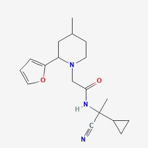 molecular formula C18H25N3O2 B2685927 N-(1-Cyano-1-cyclopropylethyl)-2-[2-(furan-2-YL)-4-methylpiperidin-1-YL]acetamide CAS No. 1436122-61-0