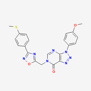 molecular formula C21H17N7O3S B2685931 3-(4-methoxyphenyl)-6-((3-(4-(methylthio)phenyl)-1,2,4-oxadiazol-5-yl)methyl)-3H-[1,2,3]triazolo[4,5-d]pyrimidin-7(6H)-one CAS No. 1207042-52-1