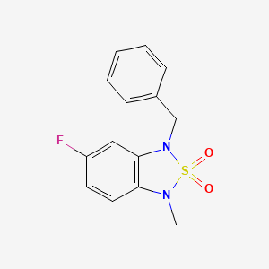 molecular formula C14H13FN2O2S B2685943 3-Benzyl-5-fluoro-1-methyl-1,3-dihydrobenzo[c][1,2,5]thiadiazole 2,2-dioxide CAS No. 2034544-07-3