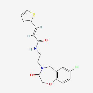molecular formula C18H17ClN2O3S B2685948 (E)-N-(2-(7-chloro-3-oxo-2,3-dihydrobenzo[f][1,4]oxazepin-4(5H)-yl)ethyl)-3-(thiophen-2-yl)acrylamide CAS No. 1904614-84-1