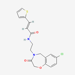 molecular formula C18H17ClN2O3S B2685948 (E)-N-(2-(7-氯-3-氧代-2,3-二氢苯并[f][1,4]噁二唑-4(5H)-基)乙基)-3-(噻吩-2-基)丙烯酰胺 CAS No. 1904614-84-1