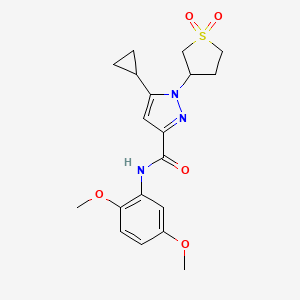 molecular formula C19H23N3O5S B2685970 5-环丙基-N-(2,5-二甲氧基苯基)-1-(1,1-二氧代四氢噻吩-3-基)-1H-吡唑-3-羧酰胺 CAS No. 1019096-22-0