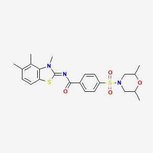 molecular formula C23H27N3O4S2 B2685995 (E)-4-((2,6-二甲基吗啉-4-氧代磺酰)-N-(3,4,5-三甲基苯并[d]噻唑-2(3H)-基亚甲基)苯甲酰胺 CAS No. 850911-37-4