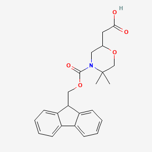 molecular formula C23H25NO5 B2686002 2-[4-(9H-Fluoren-9-ylmethoxycarbonyl)-5,5-dimethylmorpholin-2-yl]acetic acid CAS No. 2361636-65-7