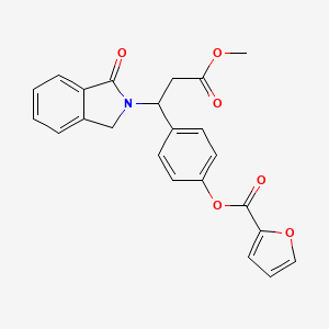 molecular formula C23H19NO6 B2686058 4-[3-甲氧基-3-氧代-1-(1-氧代-1,3-二氢-2H-异喹啉-2-基)丙基]苯基 2-呋酸酯 CAS No. 478249-88-6