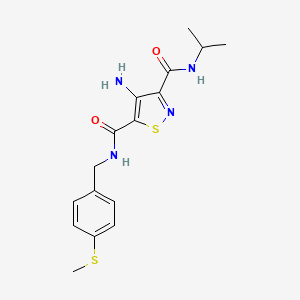 molecular formula C16H20N4O2S2 B2686093 4-氨基-N~3~-异丙基-N~5~-[4-(甲硫基)苯甲基]异噻唑-3,5-二甲酰胺 CAS No. 1286699-09-9