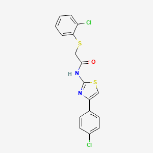 molecular formula C17H12Cl2N2OS2 B2686102 2-[(2-chlorophenyl)sulfanyl]-N-[4-(4-chlorophenyl)-1,3-thiazol-2-yl]acetamide CAS No. 338957-54-3