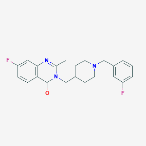 molecular formula C22H23F2N3O B2686104 7-Fluoro-3-[[1-[(3-fluorophenyl)methyl]piperidin-4-yl]methyl]-2-methylquinazolin-4-one CAS No. 2415469-37-1