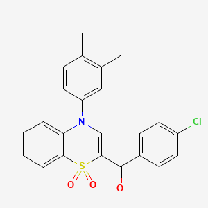 molecular formula C23H18ClNO3S B2686158 (4-chlorophenyl)[4-(3,4-dimethylphenyl)-1,1-dioxido-4H-1,4-benzothiazin-2-yl]methanone CAS No. 1114653-54-1