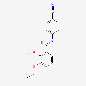 molecular formula C16H14N2O2 B2686161 4-{[(1E)-(3-ethoxy-2-hydroxyphenyl)methylene]amino}benzonitrile CAS No. 1639845-34-3