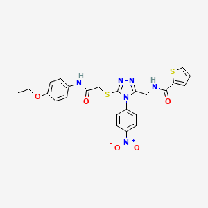 molecular formula C24H22N6O5S2 B2686179 N-((5-((2-((4-ethoxyphenyl)amino)-2-oxoethyl)thio)-4-(4-nitrophenyl)-4H-1,2,4-triazol-3-yl)methyl)thiophene-2-carboxamide CAS No. 389072-15-5