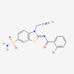 molecular formula C17H12BrN3O3S2 B2686216 (Z)-2-bromo-N-(3-(prop-2-yn-1-yl)-6-sulfamoylbenzo[d]thiazol-2(3H)-ylidene)benzamide CAS No. 865181-93-7