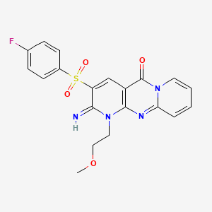 molecular formula C20H17FN4O4S B2686232 3-((4-fluorophenyl)sulfonyl)-2-imino-1-(2-methoxyethyl)-1H-dipyrido[1,2-a:2',3'-d]pyrimidin-5(2H)-one CAS No. 848217-78-7