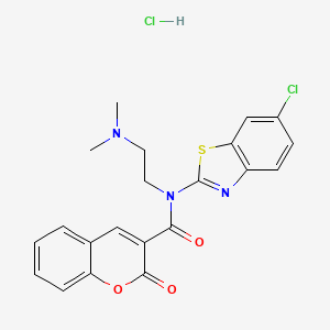 molecular formula C21H19Cl2N3O3S B2686235 N-(6-氯苯并噻唑-2-基)-N-(2-(二甲基氨基)乙基)-2-氧代-2H-香豆素-3-甲酸酰胺盐酸盐 CAS No. 1216816-17-9