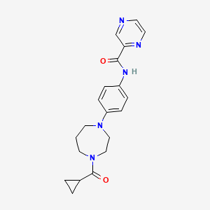 molecular formula C20H23N5O2 B2686239 N-(4-(4-(环丙烷甲酰)-1,4-二氮杂环庚烷-1-基)苯基)吡嗪-2-甲酸酰胺 CAS No. 1207051-11-3