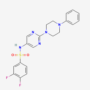 molecular formula C20H19F2N5O2S B2686245 3,4-difluoro-N-(2-(4-phenylpiperazin-1-yl)pyrimidin-5-yl)benzenesulfonamide CAS No. 1421475-55-9