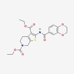 molecular formula C22H24N2O7S B2686246 diethyl 2-(2,3-dihydrobenzo[b][1,4]dioxine-6-carboxamido)-4,5-dihydrothieno[2,3-c]pyridine-3,6(7H)-dicarboxylate CAS No. 864926-64-7