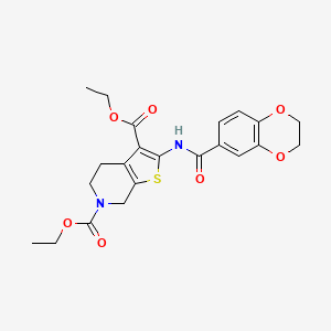 molecular formula C22H24N2O7S B2686246 二乙酸二乙酯 2-(2,3-二氢苯并[b][1,4]二噁烷-6-羧胺基)-4,5-二氢噻吩[2,3-c]吡啶-3,6(7H)-二羧酸酯 CAS No. 864926-64-7