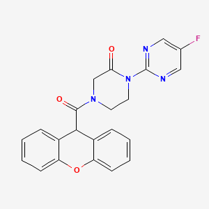 molecular formula C22H17FN4O3 B2686247 1-(5-fluoropyrimidin-2-yl)-4-(9H-xanthene-9-carbonyl)piperazin-2-one CAS No. 2320857-59-6