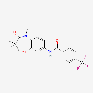 molecular formula C20H19F3N2O3 B2686248 4-(trifluoromethyl)-N-(3,3,5-trimethyl-4-oxo-2,3,4,5-tetrahydrobenzo[b][1,4]oxazepin-8-yl)benzamide CAS No. 921560-09-0