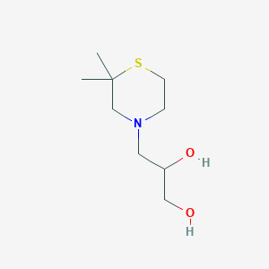 molecular formula C9H19NO2S B2686257 3-(2,2-二甲基硫代吗啉-4-基)丙烷-1,2-二醇 CAS No. 1594946-20-9