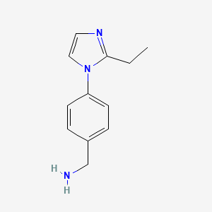 molecular formula C12H15N3 B2686258 1-[4-(2-ethyl-1H-imidazol-1-yl)phenyl]methanamine CAS No. 1432034-85-9; 210918-00-6