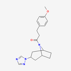 molecular formula C19H24N4O2 B2686265 1-((1R,5S)-3-(1H-1,2,4-triazol-1-yl)-8-azabicyclo[3.2.1]octan-8-yl)-3-(4-methoxyphenyl)propan-1-one CAS No. 2310155-98-5