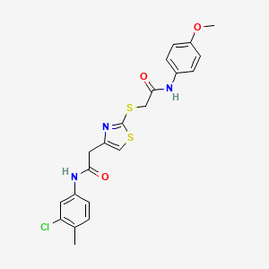 molecular formula C21H20ClN3O3S2 B2686290 N-(3-chloro-4-methylphenyl)-2-(2-((2-((4-methoxyphenyl)amino)-2-oxoethyl)thio)thiazol-4-yl)acetamide CAS No. 942000-72-8