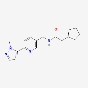 molecular formula C17H22N4O B2686291 2-环戊基-N-((6-(1-甲基-1H-吡唑-5-基)吡啶-3-基)甲基)乙酰胺 CAS No. 2034368-62-0