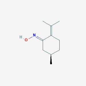 molecular formula C10H17NO B026863 Cyclohexanone, 5-methyl-2-(1-methylethylidene)-, oxime, [R-(E)]-(9CI) CAS No. 106550-02-1