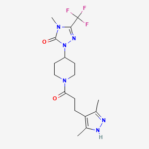 molecular formula C17H23F3N6O2 B2686300 1-(1-(3-(3,5-二甲基-1H-吡唑-4-基)丙酰基)哌啶-4-基)-4-甲基-3-(三氟甲基)-1H-1,2,4-三唑-5(4H)-酮 CAS No. 2034202-06-5