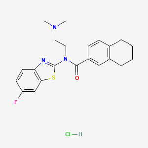 molecular formula C22H25ClFN3OS B2686301 N-(2-(二甲胺基)乙基)-N-(6-氟苯并[d]噻唑-2-基)-5,6,7,8-四氢萘-2-甲酰胺 盐酸盐 CAS No. 1215580-66-7