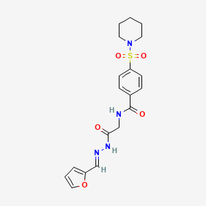 molecular formula C19H22N4O5S B2686310 (E)-N-(2-(2-(呋喃-2-基甲亚胺)乙烯基)-4-(哌啶-1-基磺酰基)苯甲酰胺 CAS No. 391885-43-1