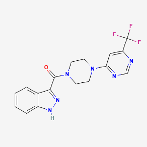 molecular formula C17H15F3N6O B2686311 (1H-吲唑-3-基)(4-(6-(三氟甲基)嘧啶-4-基)哌嗪-1-基)甲酮 CAS No. 2034411-98-6