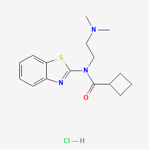 molecular formula C16H22ClN3OS B2686321 N-(benzo[d]thiazol-2-yl)-N-(2-(dimethylamino)ethyl)cyclobutanecarboxamide hydrochloride CAS No. 1421532-52-6