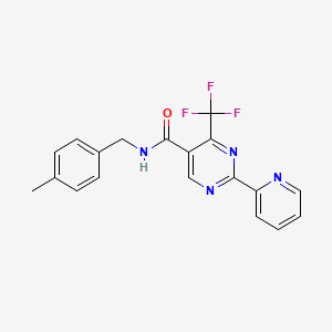 molecular formula C19H15F3N4O B2686327 N-[(4-methylphenyl)methyl]-2-(2-pyridinyl)-4-(trifluoromethyl)-5-pyrimidinecarboxamide CAS No. 865660-38-4
