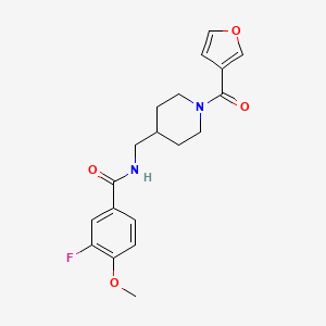 B2686344 3-fluoro-N-((1-(furan-3-carbonyl)piperidin-4-yl)methyl)-4-methoxybenzamide CAS No. 1797290-46-0
