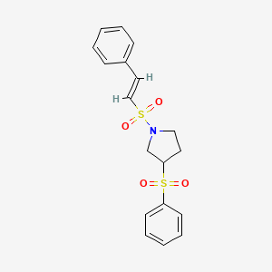 molecular formula C18H19NO4S2 B2686349 (E)-3-(phenylsulfonyl)-1-(styrylsulfonyl)pyrrolidine CAS No. 1448139-94-3