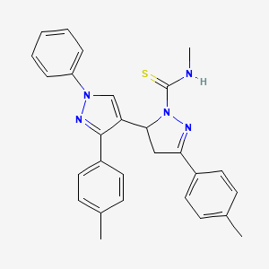 molecular formula C28H27N5S B2686351 N-甲基-5-(4-甲基苯基)-3-[3-(4-甲基苯基)-1-苯基吡唑-4-基]-3,4-二氢吡唑-2-甲硫酰胺 CAS No. 381697-17-2