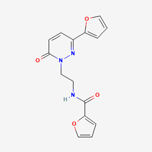 molecular formula C15H13N3O4 B2686355 N-(2-(3-(呋喃-2-基)-6-氧代吡啶-1(6H)-基)乙基)呋喃-2-甲酰胺 CAS No. 946314-43-8