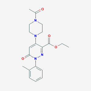 molecular formula C20H24N4O4 B2686360 Ethyl 4-(4-acetylpiperazin-1-yl)-6-oxo-1-(o-tolyl)-1,6-dihydropyridazine-3-carboxylate CAS No. 922120-63-6