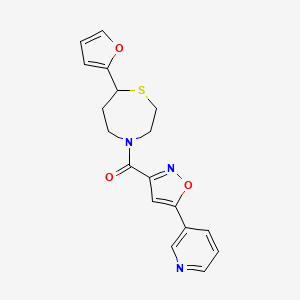 molecular formula C18H17N3O3S B2686368 (7-(Furan-2-yl)-1,4-thiazepan-4-yl)(5-(pyridin-3-yl)isoxazol-3-yl)methanone CAS No. 1704558-57-5